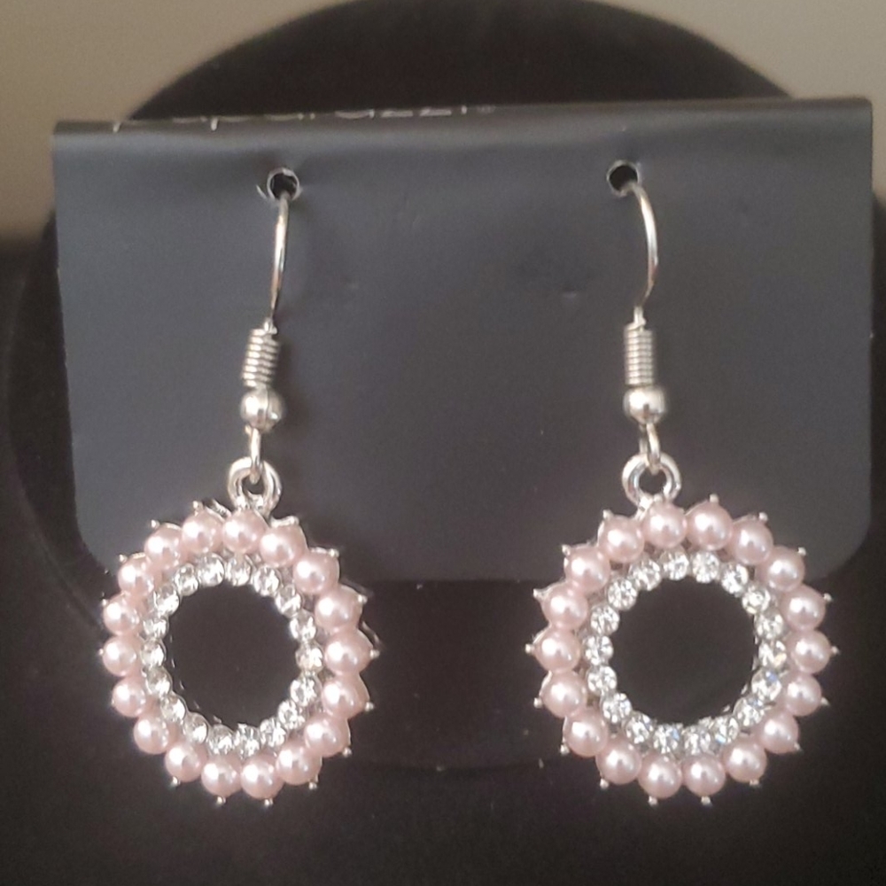 Pink Pearl & Silver Earrings